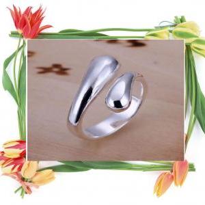 ♥ Silver Ring Double Round Head Ring- Opened ♥